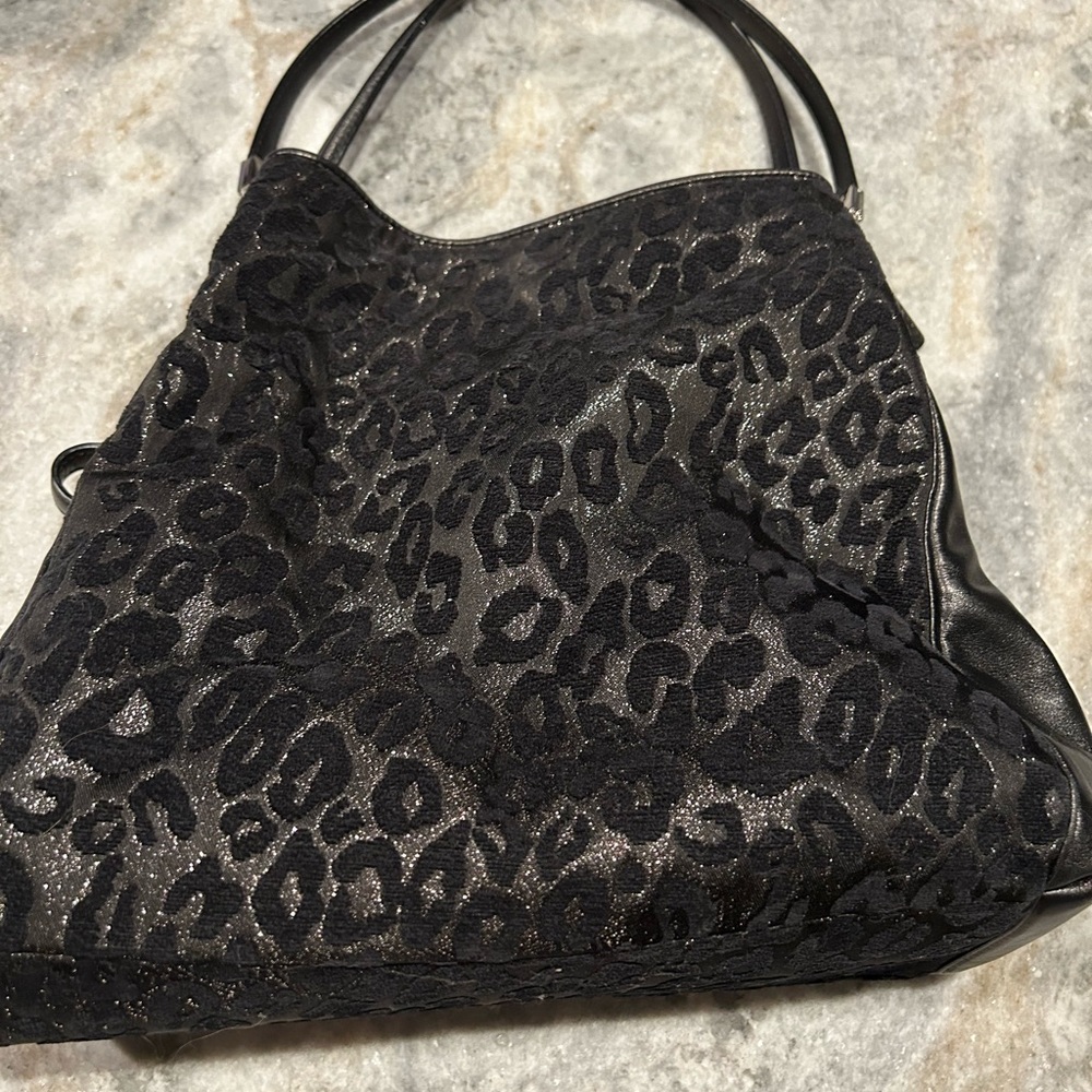 Black animal print coach bag